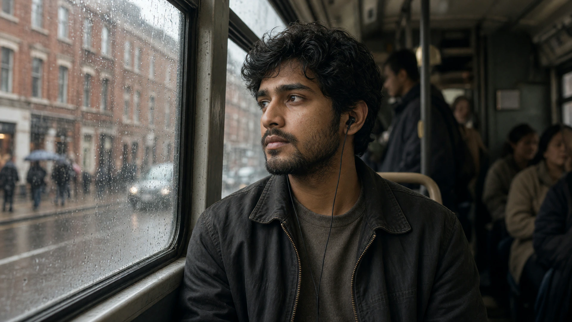 Listening during a rainy commute